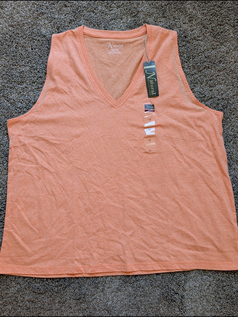 Natural Reflections Sleeveless V-Neck Tank Top — Peach